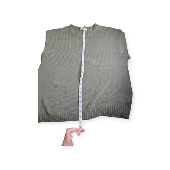 Vintage Eddie Bauer Olive Green Cable Knit Crewneck Sweater Size Large - Picture 9 of 10
